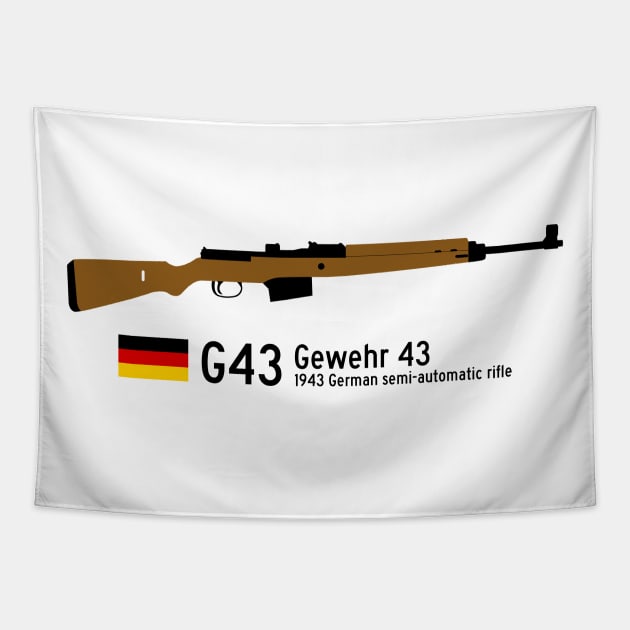 G43 German Gewehr 43 historical 1943 German semi-automatic rifle black Tapestry by FOGSJ