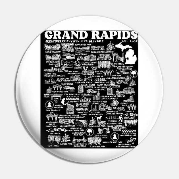 Grand Rapids Map Pin by fiberandgloss