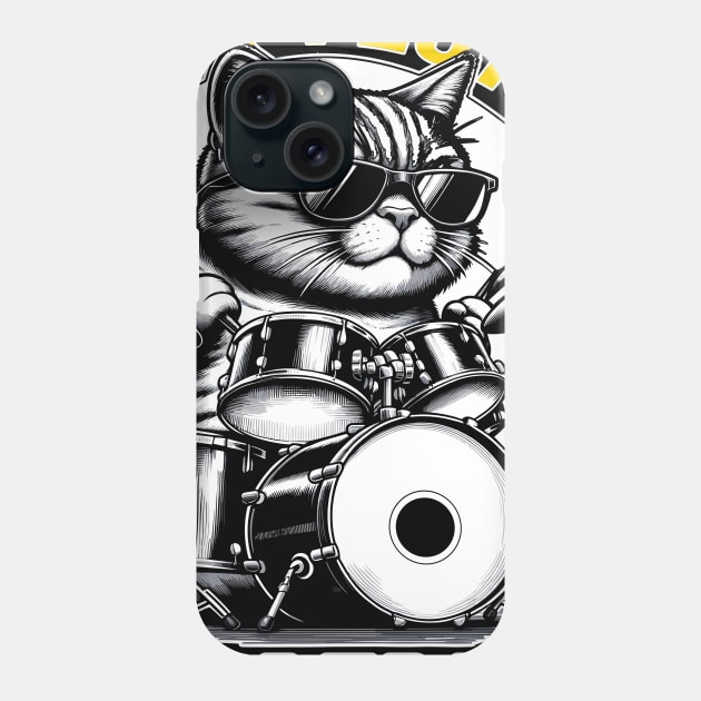 Cat Drummer, Purrfectly Intolerant Beat Master Phone Case by maknatess