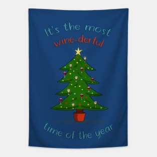 Most wine-derful time of the year Christmas print Tapestry