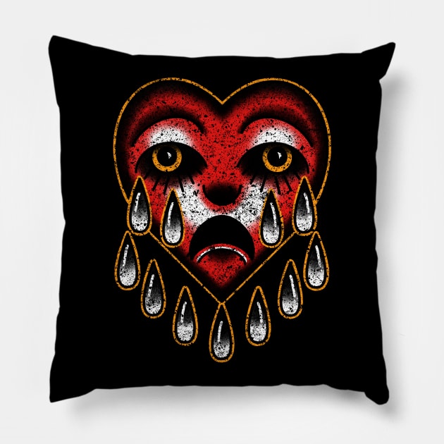 American traditional tattoo style Sadboy heart. Pillow by LEEX337