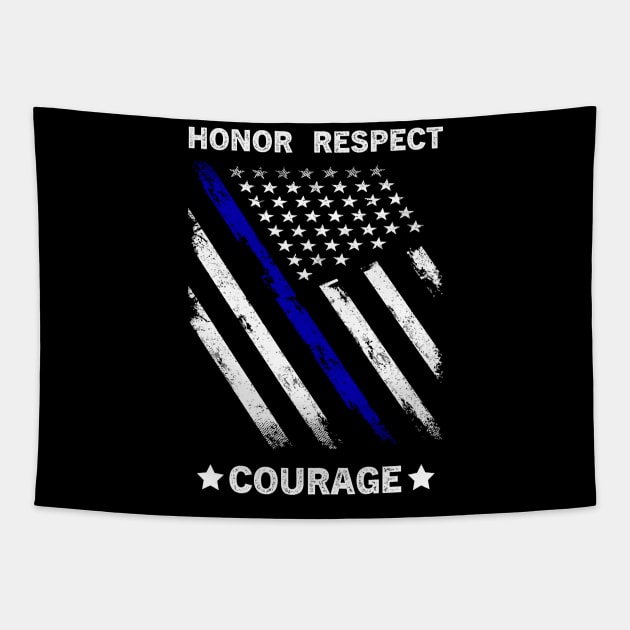 Thin Blue Line LEO LOW Design Tapestry by MM-Desigers