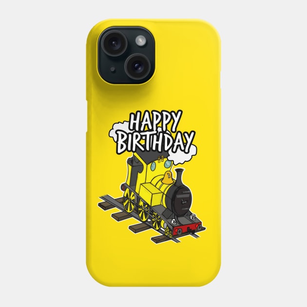 Birthday Train Steam Locomotive Railway Model Railroad (Yellow) Phone Case by doodlerob