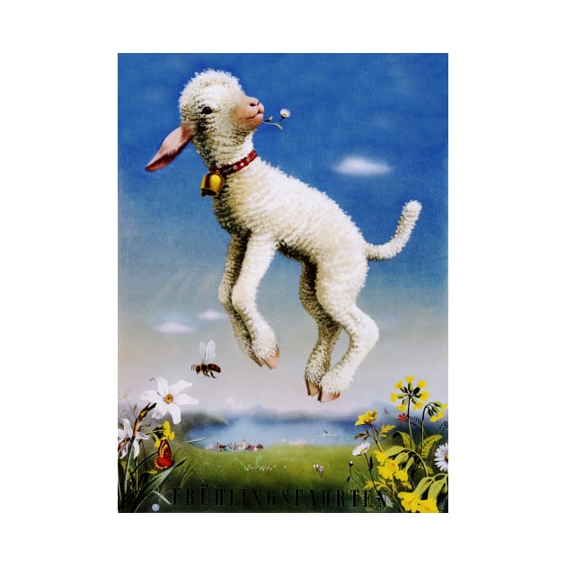 Frühlingsfahrten SPRING TIME Sheep Lamb Farm Vintage Wall Decor Art Poster by vintageposters