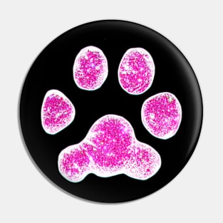 Cute Glittery Pink Dog Paw Print Pin