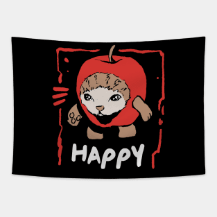 Happy apple Cat Funny Meme Tapestry