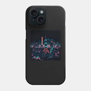 Futuristic Tokyo Night Illustration Drawing Phone Case