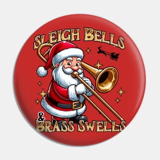Santa Playing the Bass Trombone Pin