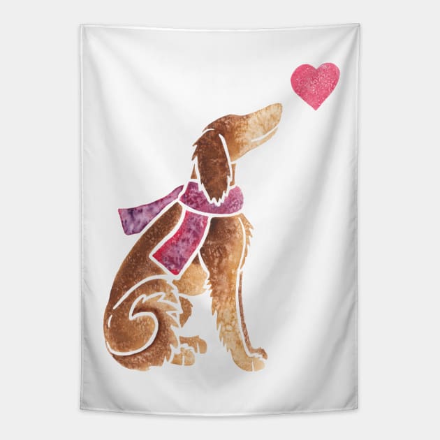 Watercolour Saluki Tapestry by animalartbyjess