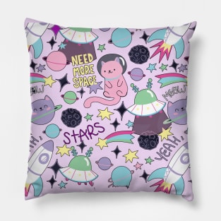 Stars, Rockets and Cats, Oh My! Pillow