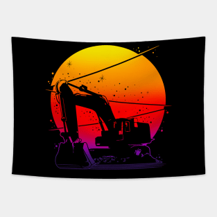 Excavator Sunset Tapestry