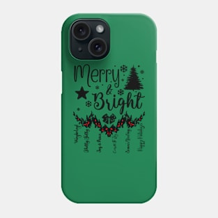 Merry & Bright Text Garland in Dark Font Phone Case