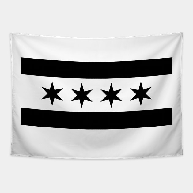 Chicago Flag Black Tapestry by Historia
