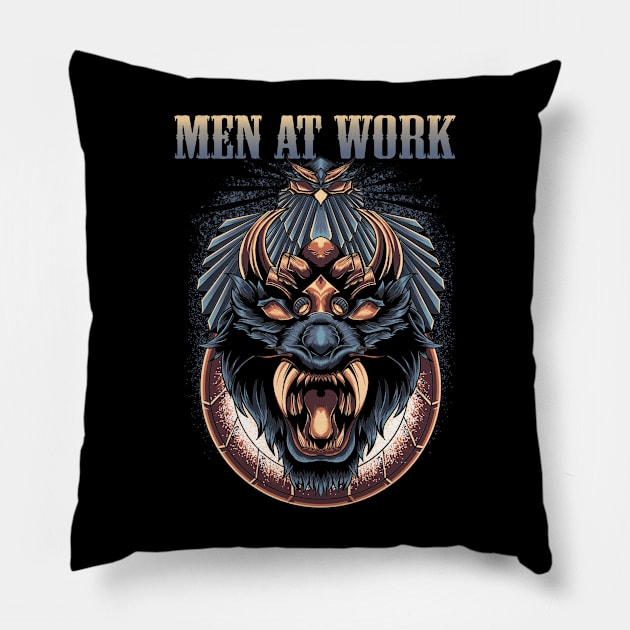 WORK AT THE MEN BAND Pillow by Bronze Archer