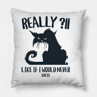 Really ?! funny ironical cat look Pillow