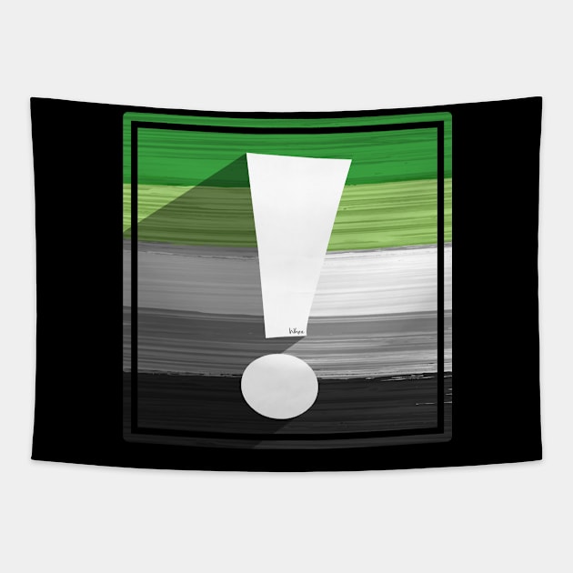 Aromantic Pride Flag Exclamation Point Tapestry by wheedesign