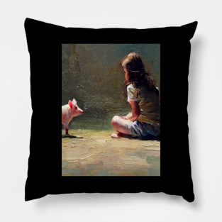 baby and pig cute Pillow