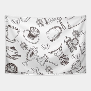 Coffee Drawings Pattern Tapestry