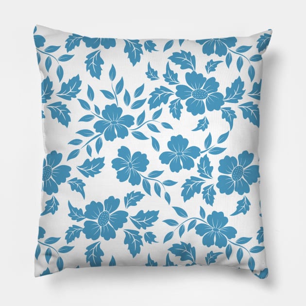 Blue Spring Flower Pillow by Glenn Landas Digital Art