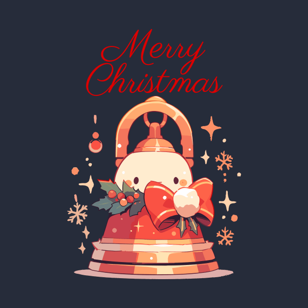 Merry Christmas red bell with ribbon by DemoArtMode