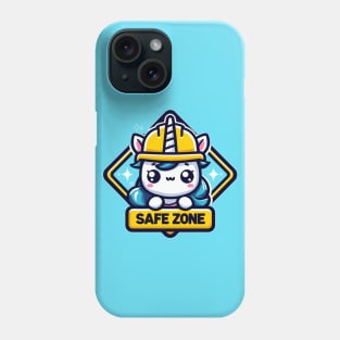 Kawaii unicorn in hardhat safe zone Phone Case