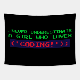 Never Underestimate a Girl Who Loves Coding Tapestry