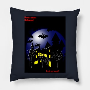 Halloween. Scary house at night Pillow