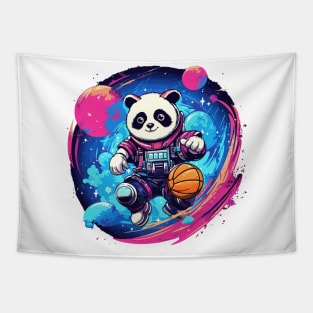 Panda playing basketball in space Tapestry