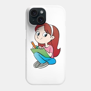 girl draws with a board on her knees Phone Case