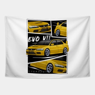 Yellow Mitsubishi Lancer Evolution VII, EVO 7, Evo VII Tapestry