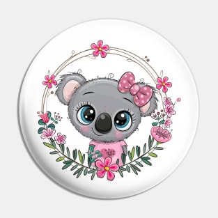 Cute koala and flowers Pin