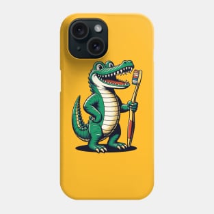Aligator with toothbrush Phone Case