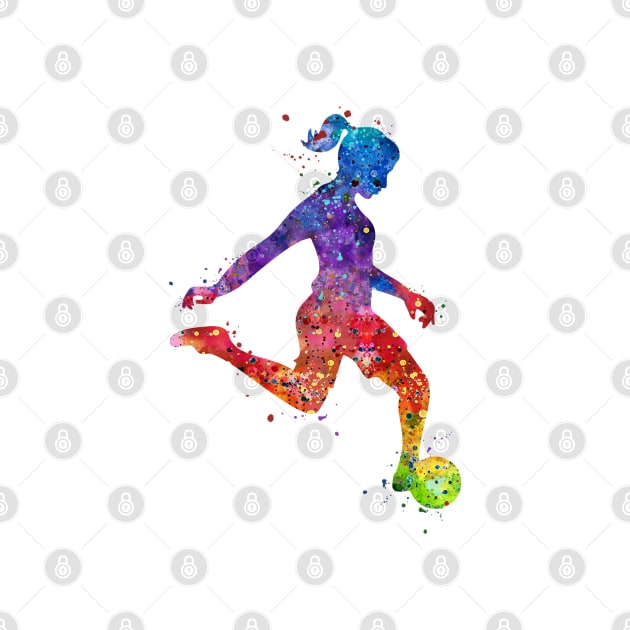 Soccer Girl Player Colorful Watercolor Sports Gifts by LotusGifts