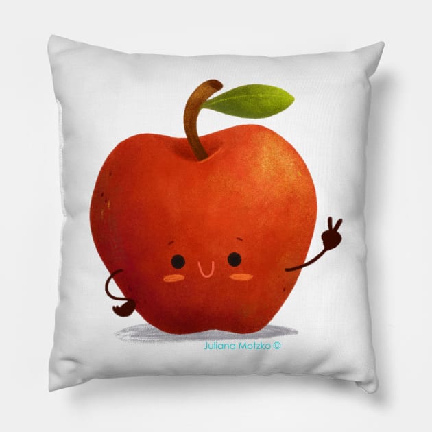 Cute smiling apple Pillow by julianamotzko