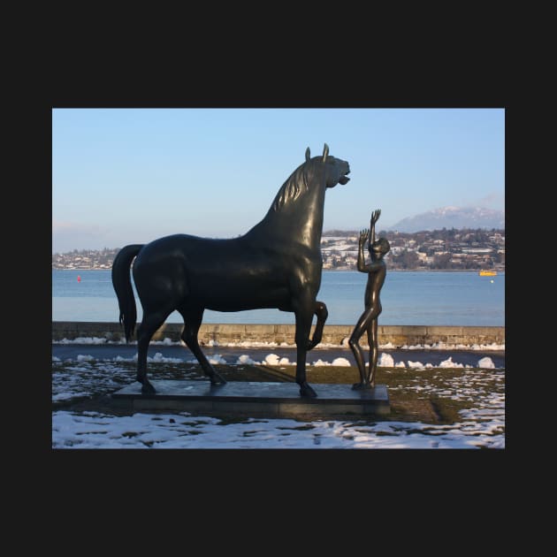 "L'homme et le cheval" - a statue by Schwarz. Parc Mon-Repos,  Geneva, Switzerland by IgorPozdnyakov