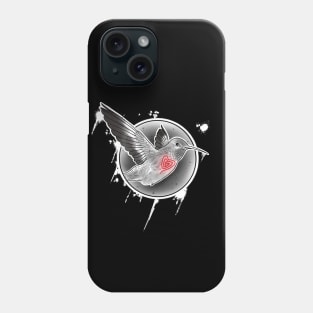 Flying humming bird with red heart Phone Case