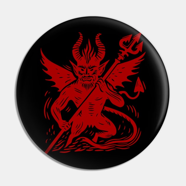 Lino Cut Devil Pin by n23tees