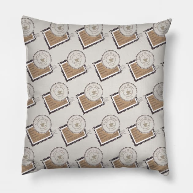 Vintage Coffee house stamp design light pattern Pillow by Muse