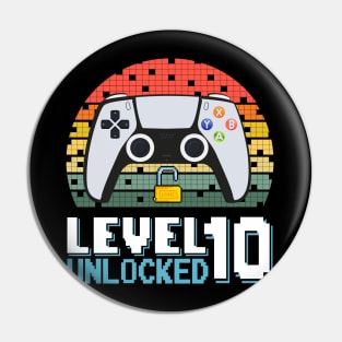 Level 10 Unlocked Vintage Retro Gaming Pin