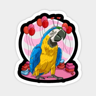 Blue and Yellow Macaw Valentines Day Parrot Bird Magnet