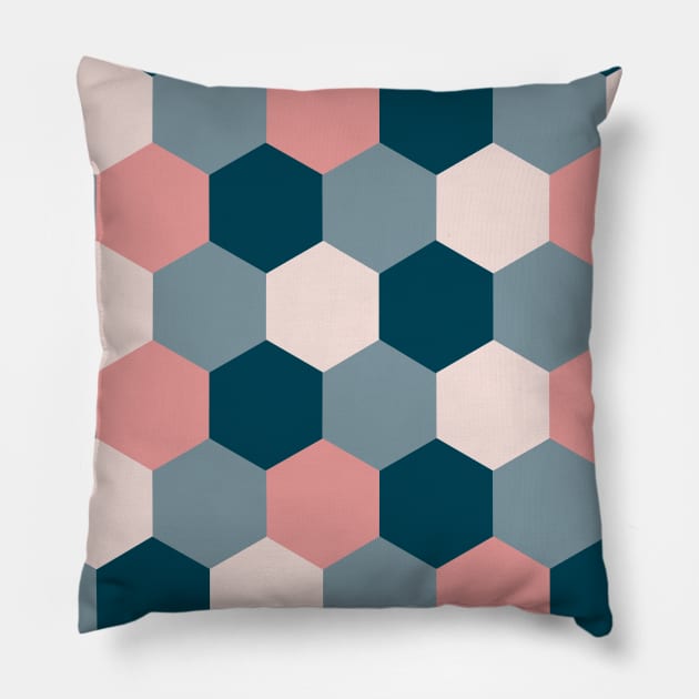 Blush Pink and Blue Geometric Shapes Pillow by OneThreeSix