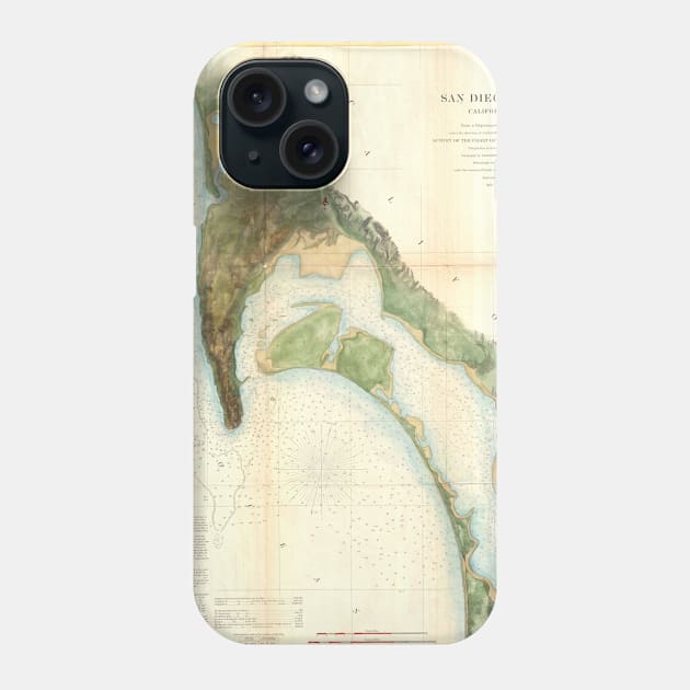 Vintage Map of The San Diego Bay (1857) Phone Case by Bravuramedia