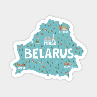 Republic of Belarus Illustrated Map Magnet