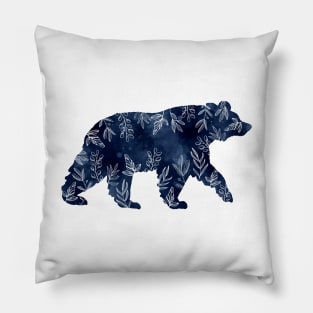 Indigo watercolor bear Pillow