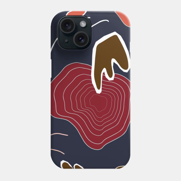 Abstract Autumn Shapes Dark Blue Phone Case by FoxParadox