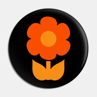 Cute Retro Flower Orange Pin
