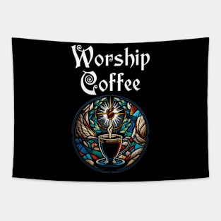 Funny Worship Coffee Gift Funny Coffee Tapestry