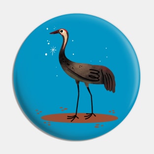 Heron Painting Hand Drawn Pin