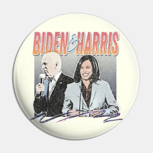 Biden And Harris / Retro Style Faded Fan Design Pin