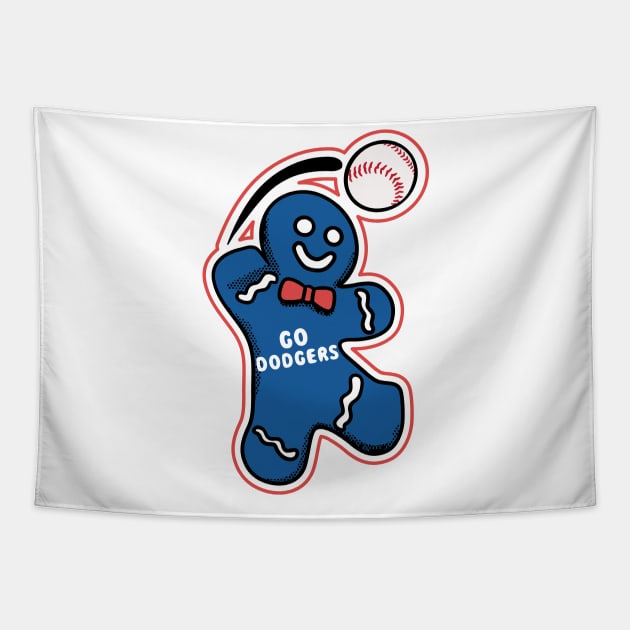 Los Angeles Dodgers Gingerbread Man Tapestry by Rad Love